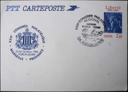 CARTE POSTALE - XXXe Congrès Philatélique Marselle - Provence - Forcalquier Le 25- 26.oct.1986 - Très Bon état - Postales  Transplantadas (antes 1995)