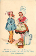 Humour Folklore Couple D´enfants Lait Oeufs Poules Pommes  ! Normandie Illustrateur Matéja  N° 2227 - Humorous Cards