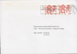 Switzerland ARBON Luftpost Slogan 1981 Cover Brief VADUZ Liechtenstein 3-Sided & 2-Sided Booklet Bogen Stamps - Storia Postale