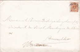 28 Op Brief (drukwerk / Imprime)  Met Stempel BRUXELLES En Doorverzonden WAREMME - 1869-1888 Lion Couché (Liegender Löwe)