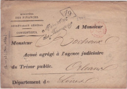 1850 - ENVELOPPE En FRANCHISE Du MINISTERE DES FINANCES  à PARIS Pour ORLEANS - Lettere In Franchigia Civile