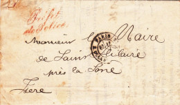 1872 - LETTRE En FRANCHISE Du PREFET De POLICE à PARIS Pour ST HILAIRE PRES LA SONE (ISERE) - AVIS TRANSPORT D'UN CORPS - Civil Frank Covers