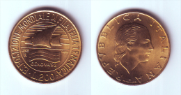 Italy 200 Lire 1992 Genoa Stamp Exposition - Commémoratives