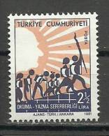 Turkey; 1981 Regular Stamp With The Subject Of The Literacy Campaign - Nuevos