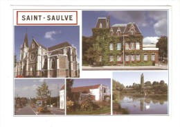 CM :  59 - Saint Saulve : Multivues ( 5 ) :Eglise - Hôtel De Ville - Avenue - Salles Des Fêtes - Etang - Autres & Non Classés