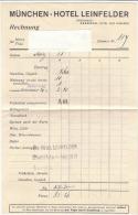 PO7098# Fattura HOTEL LEINFELDER - MUNCHEN 1921/ALBERGHI GERMANIA - 1900 – 1949