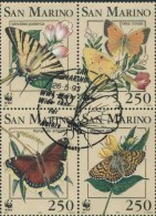 1993 W.W.F., San Marino Farfalle Con Annullo Ufficiale, Serie Completa - Used Stamps