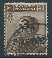 1922 COSTANTINOPOLI USATO EFFIGIE 3 3/4 PIASTRE SU 40 CENT - ED182 - Bureaux D'Europe & D'Asie