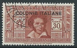 1932 EMISSIONI GENERALI USATO DANTE 30 CENT - ED182 - Amtliche Ausgaben