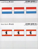 2x3 In Farbe Flaggen-Sticker L+Berlin 7€ Kennzeichnung An Alben Karten Sammlung LINDNER 632+654 Flags Luxembourg Germany - Ferrocarril