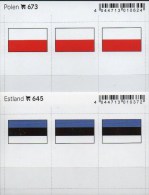 2x3 In Farbe Flaggen-Sticker Polen+Estland 7€ Kennzeichnung Von Alben Karten Sammlung LINDNER 645+673 Flags Eesti Polska - Personnages