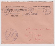 Enveloppe 6 Octobre 1967 - Sécurité Sociale De L'Aude  Section Enseignement - Carcasonne - - Seals Of Generality
