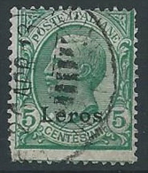 1912 EGEO LERO USATO EFFIGIE 5 CENT - ED202 - Egeo (Lero)