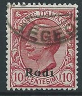 1912 EGEO RODI USATO EFFIGIE 10 CENT - ED203 - Egeo (Rodi)