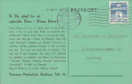 Denmark THOMSENS PLANTESKOLE, SKALBORG, AALBORG 1937 Card Karte Locally Sent Drucksache (2 Scans) - Covers & Documents