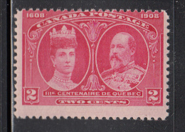 Canada MNH Scott #98i 2c King Edward VII, Queen Alexandra - Hairlines - Quebec Tercentenary - Neufs