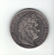 France: 5 Francs Louis Philippe 1er Tete Lauree, 1845 W, Argent, Silver, Silber (14-1657) - 5 Francs