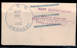 010323-MILITARY WAR SHIPS WW 2 WW II USS//HERBERT-NAVY DEPT. OFFICIAL BUS. - (Destroyer #160,>DD-160,>APD-22), 1919-1946 - Otros & Sin Clasificación