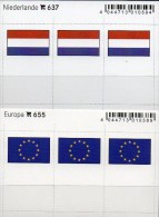 2x3 In Farbe Flaggen-Sticker Niederlande+EU 7€ Kennzeichnung Alben Karten Sammlungen LINDNER 637+655 Flag Nederland CEPT - Etichette