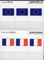 2x3 In Farbe Flaggen-Sticker Frankreich+EU 7€ Kennzeichnung Alben Karten Sammlungen LINDNER 636+655 Flags Of FRANCE CEPT - Etichette