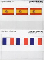 2x3 In Farbe Flaggen-Sticker Spanien+Frankreich 7€ Kennzeichnung Von Alben Karten Sammlung LINDNER 638+636 Espana France - Etichette
