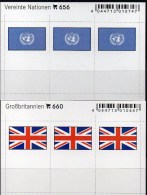 2x3 In Farbe Flaggen-Sticker Großbritannien+UNO 7€ Kennzeichnung Von Alben Karten Sammlungn LINDNER 660+656 Flags UK ONU - Etichette