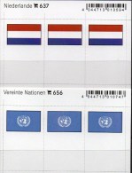 2x3 In Farbe Flaggen-Sticker Niederland+UNO 7€ Kennzeichnung An Alben Karten Sammlung LINDNER 637+656 Flag Nederland ONU - Etichette