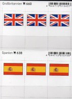 2x3 In Farbe Flaggen-Sticker Spanien+England 7€ Kennzeichnung An Alben Karten Sammlungen LINDNER 638+660 Flags Espana UK - Einsteckkarten