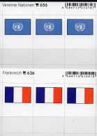 2x3 In Farbe Flaggen-Sticker Frankreich+UNO 7€ Kennzeichnung An Alben Karten Sammlungen LINDNER 636+656 Flags France ONU - Stock Sheets