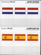 2x3 In Farbe Flaggen-Sticker Spanien+NL 7€ Kennzeichnung An Alben Karten Sammlung LINDNER 637+638 Flags Espana Nederland - Verzamelmapjes