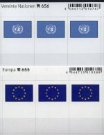2x3 In Farbe Flaggen-Sticker EUROPA + UNO 7€ Kennzeichnung Von Alben Karten Sammlungen LINDNER 655+656 Flags Of CEPT ONU - Stock Sheets