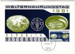 FAO Freedom From Hunger Campaign 1981 Austria Carte Maximum Card MC - Contre La Faim