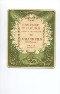 DURAND FILS PARFUMEUR PARIS ESSENCE FLEURS BELLE ETIQUETTE GAUFREE DOREE PARFUM - Etiquetas