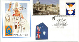 AUSTRALIE. Visite Jean-Paul II à ALICE SPRINGS  29  Nov.1986 Obliteration Speciale Souvenir Natifs Aborigènes - Briefe U. Dokumente