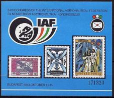 HUNGARY 1983 ASTRONAUTIC CONGRESS Philatelic S/S MNH SPACE, STAMPS On STAMPS - Commemorative Sheets