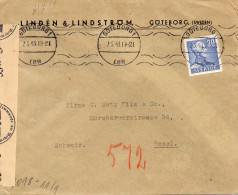 SUEDE LETTRE CENSUREE POUR LA SUISSE 1943 - 1930- ... Coil Stamps II