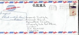 New Zealand O.H.M.S. Airmail Cover To Canada Scott #454 25c Hauraki Gulf Maritime Park - Covers & Documents