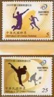 2009 21st Deaflympics Stamps Olympic Games IOC Badminton Taekwondo Tennis Map Disabled Deaf - Badminton