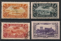 Grand Liban. Poste Aérienne. 1930-1942. N° 41,43,44,80. Oblit Et Neuf * - Unused Stamps