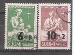 Finlande / Finland,1947 Série Yvert N° 324 / 325 Surchargés Contre La Tuberculose, Bébé / Infirmière  , Obl,  TB - Used Stamps