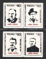 POLAND SOLIDARITY (POCZTA SOLIDARNOSC) INDEPENDENCE LEADERS CIESZYN (TESCHEN) SILESIA 2 PAIRS (SOLID0675/0670 - Solidarnosc Labels