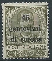 1919 TRENTO E TRIESTE FLOREALE 45 CENT MNH ** - ED218-3 - Trente & Trieste