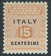 1943 OCCUPAZIONE ANGLO AMERICANA SICILIA 15 CENT MH * - ED220 - Anglo-american Occ.: Sicily
