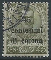 1919 TRENTO E TRIESTE USATO EFFIGIE 45 CENT - ED226-3 - Trente & Trieste