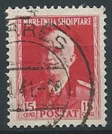 1939-40 ALBANIA USATO EFFIGIE 15 Q - ED231-2 - Albanie