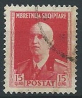 1939-40 ALBANIA USATO EFFIGIE 15 Q - ED231-3 - Albanie