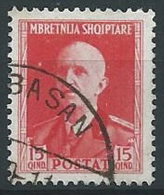 1939-40 ALBANIA USATO EFFIGIE 15 Q - ED231-8 - Albanie