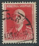 1939-40 ALBANIA USATO EFFIGIE 15 Q - ED231-11 - Albanie