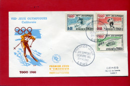 TOGO 1960 JEUX OLYMPIQUES DE CALIFORNIE LETTRE EN TRES BON ETAT - Invierno 1960: Squaw Valley