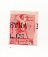 Fra558 Occupazione Jugoslavia Istria Pola, Errore Sovrastampa Spostata Error Overprint ISTRA L. 1,50 Su 75 Cent Rosa RSI - Occ. Yougoslave: Istria